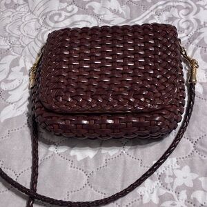 Cole Haan Woven Crossbody Shoulder Bag in Dark Brown